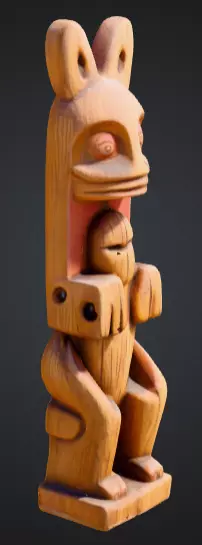 wooden totem pole statue Low-poly 3D model_2