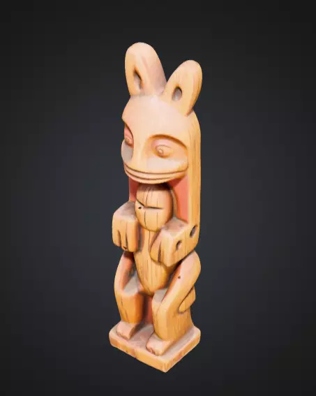 wooden totem pole statue Low-poly 3D model_7