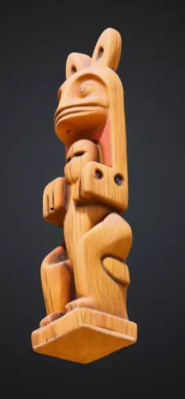 wooden totem pole statue Low-poly 3D model_11