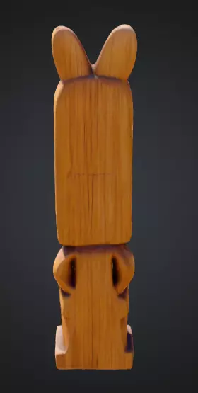 wooden totem pole statue Low-poly 3D model_5
