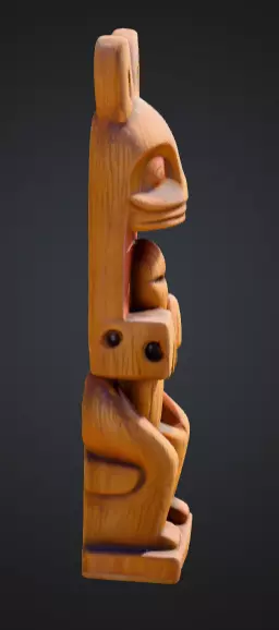 wooden totem pole statue Low-poly 3D model_3