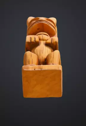 wooden totem pole statue Low-poly 3D model_13