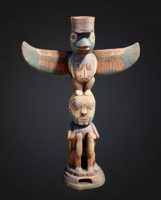 Totem Spirit Sculpture Low-poly 3D model_1