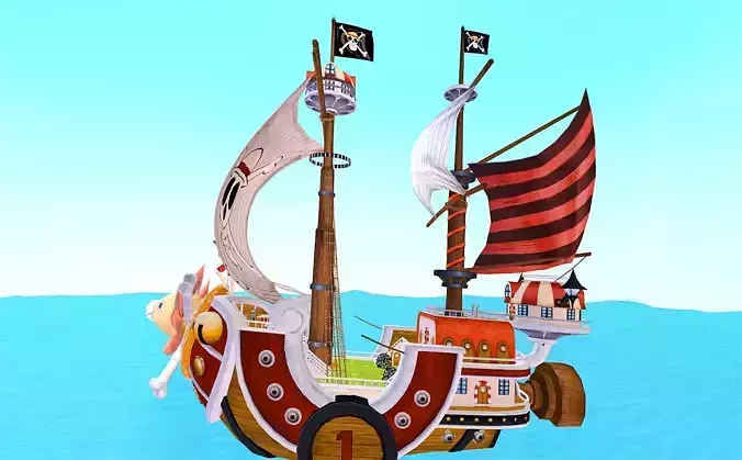 One Piece Captain Luffy Crew journey Ocean FBX 3D model
