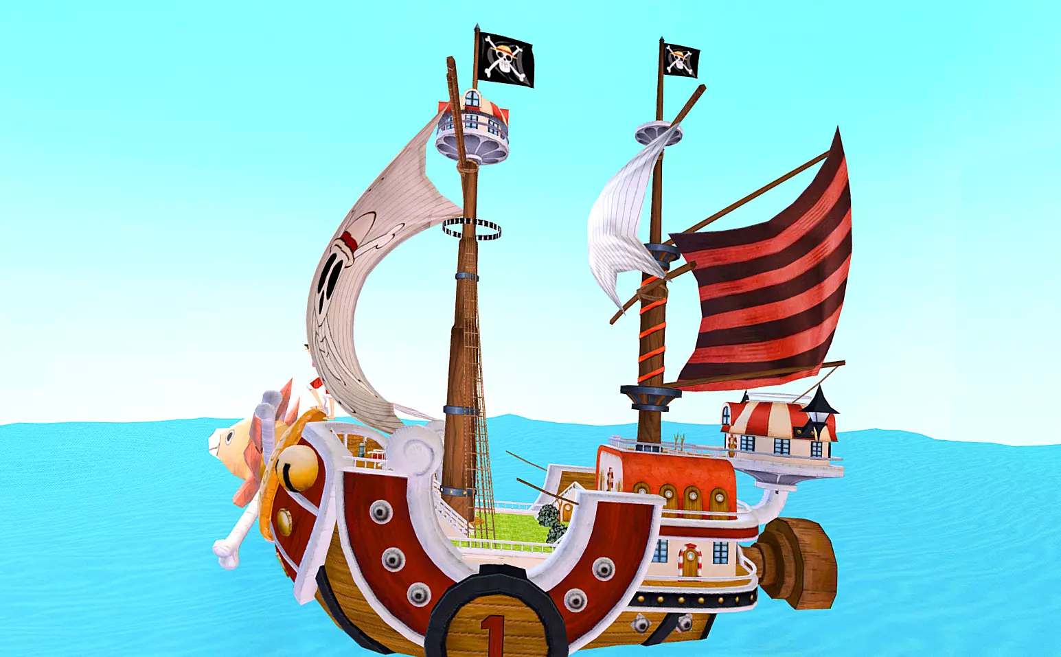 One Piece Captain Luffy Crew journey Ocean FBX 3D model_0
