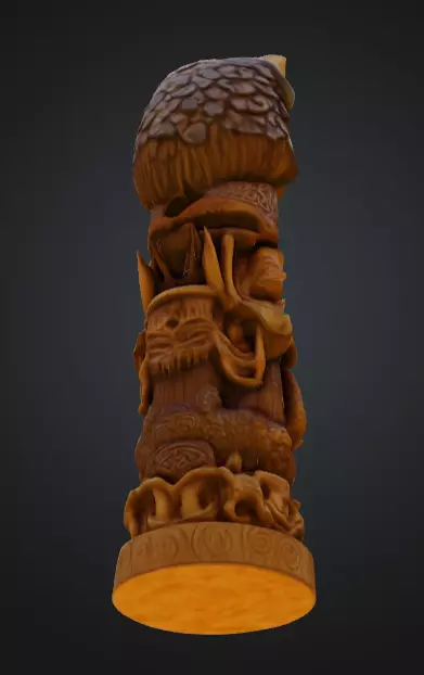 Viking Totem Wood Low-poly 3D model_12