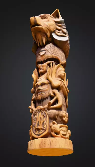 Viking Totem Wood Low-poly 3D model_8