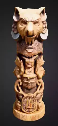 Viking Totem Wood Low-poly 3D model