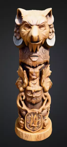 Viking Totem Wood Low-poly 3D model_0