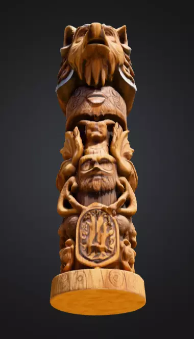 Viking Totem Wood Low-poly 3D model_9
