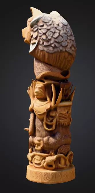 Viking Totem Wood Low-poly 3D model_6