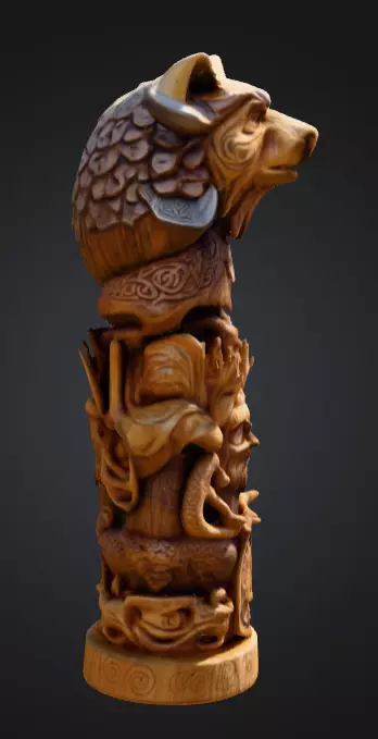 Viking Totem Wood Low-poly 3D model_2