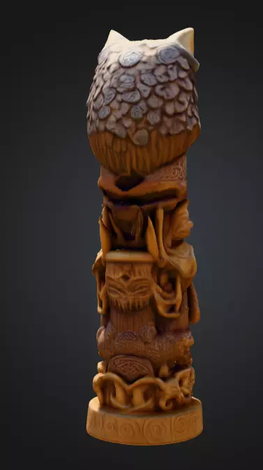Viking Totem Wood Low-poly 3D model_4
