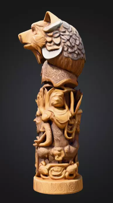 Viking Totem Wood Low-poly 3D model_7