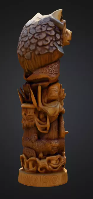 Viking Totem Wood Low-poly 3D model_3