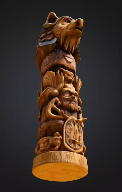 Viking Totem Wood Low-poly 3D model_10