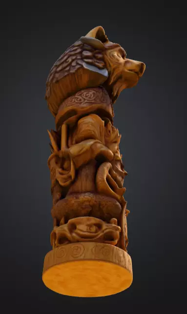 Viking Totem Wood Low-poly 3D model_11