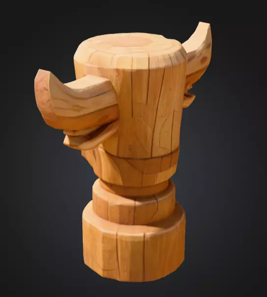 Wooden Bull Totem Low-poly 3D model_5