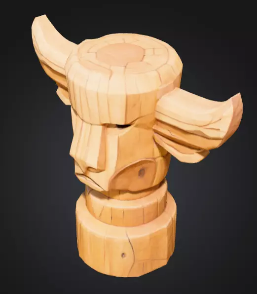Wooden Bull Totem Low-poly 3D model_7