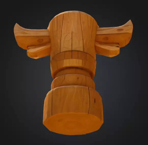 Wooden Bull Totem Low-poly 3D model_12