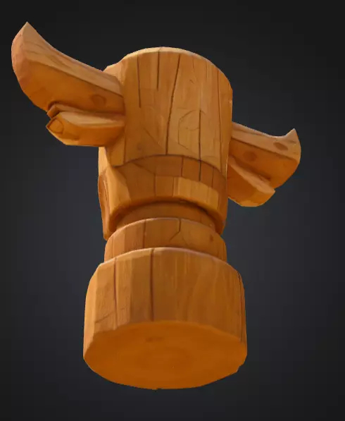 Wooden Bull Totem Low-poly 3D model_13