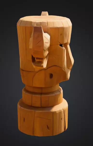 Wooden Bull Totem Low-poly 3D model_2