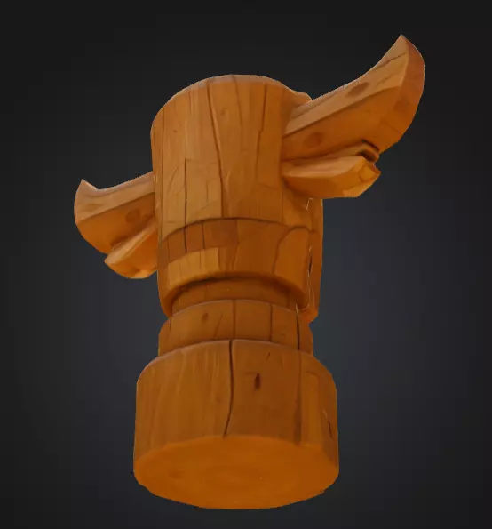 Wooden Bull Totem Low-poly 3D model_11