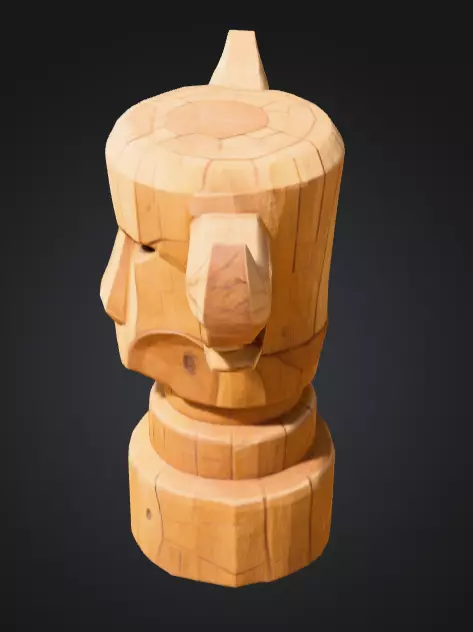 Wooden Bull Totem Low-poly 3D model_6