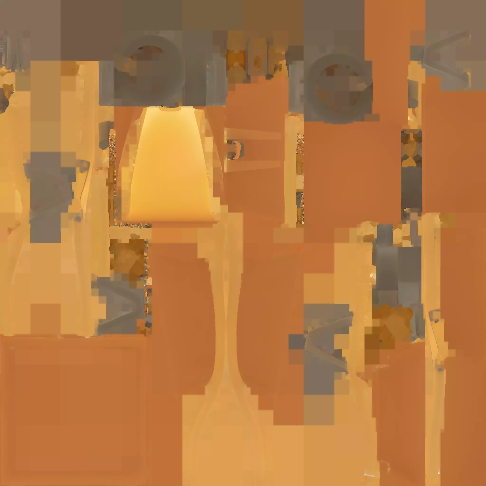 Orange wheelbarrow with wooden handles 3D model_23