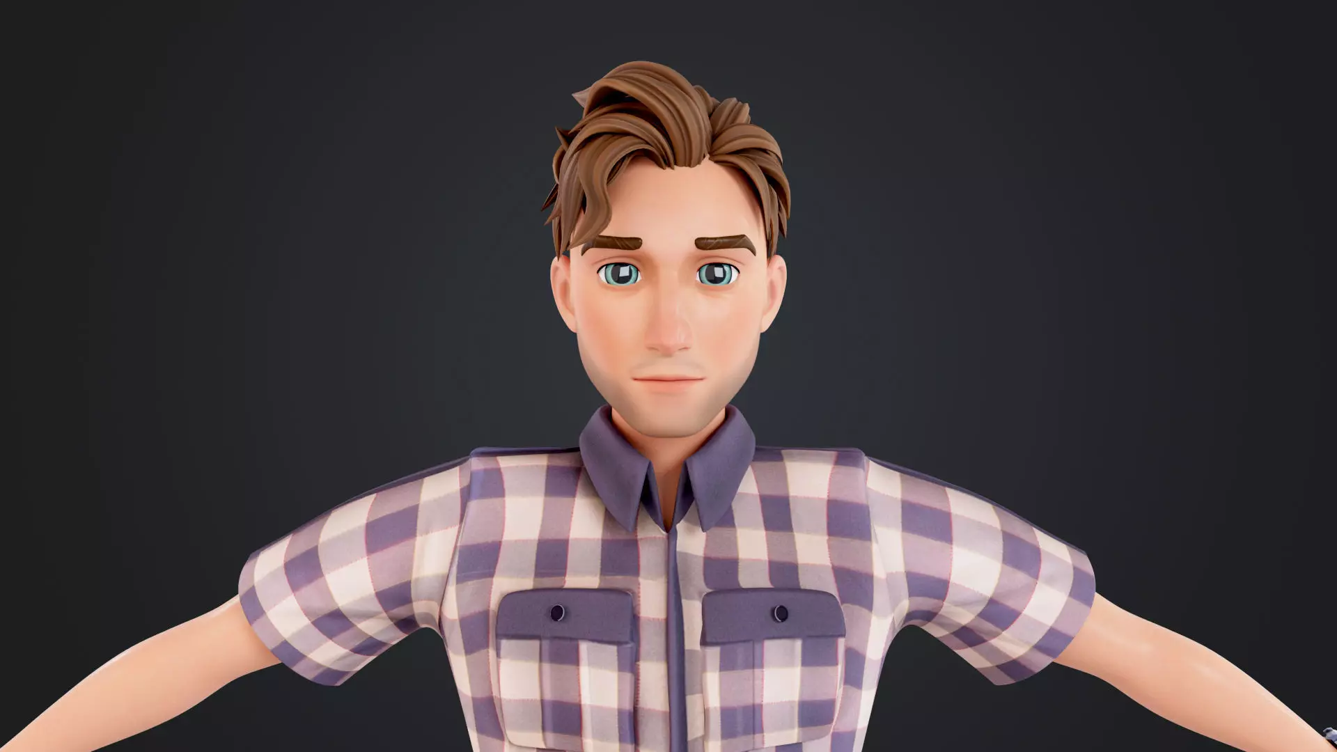 Cartoon Man Low-poly 3D model_8