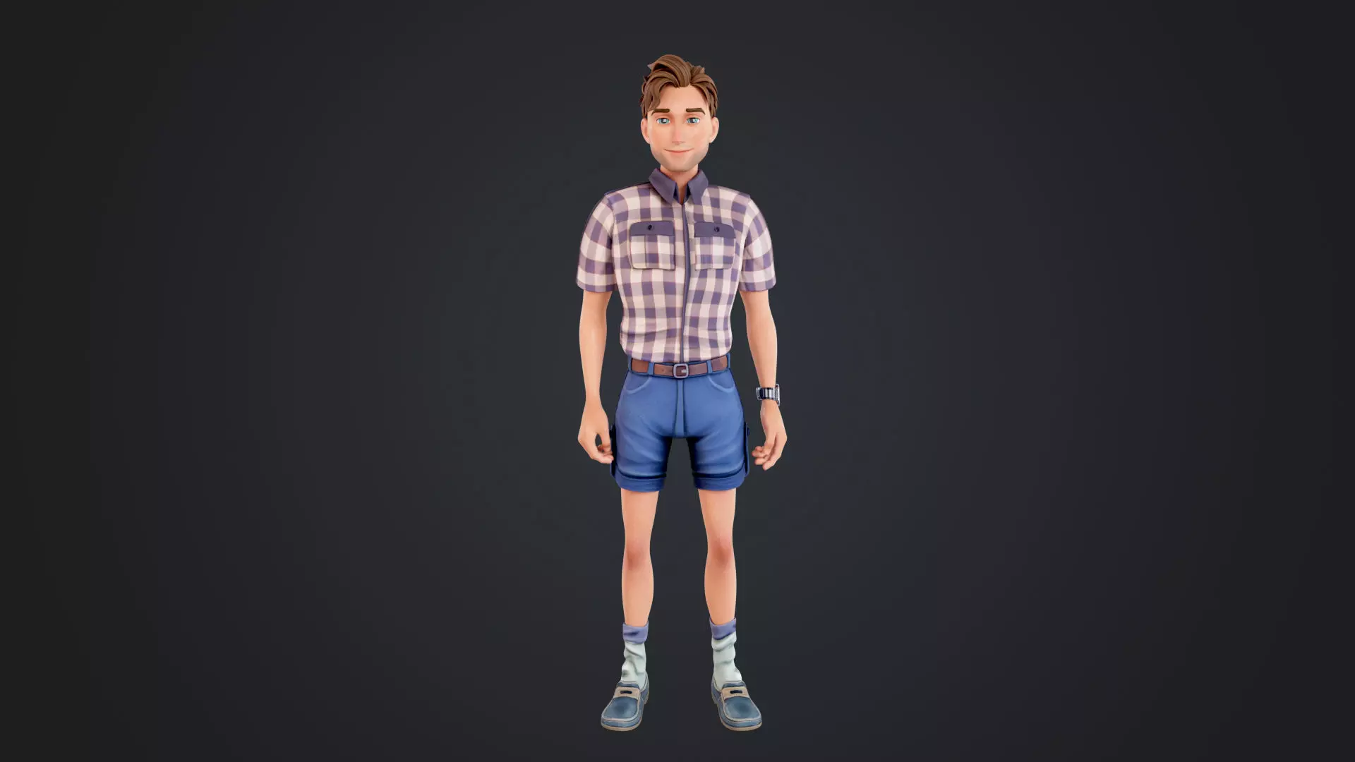 Cartoon Man Low-poly 3D model_1