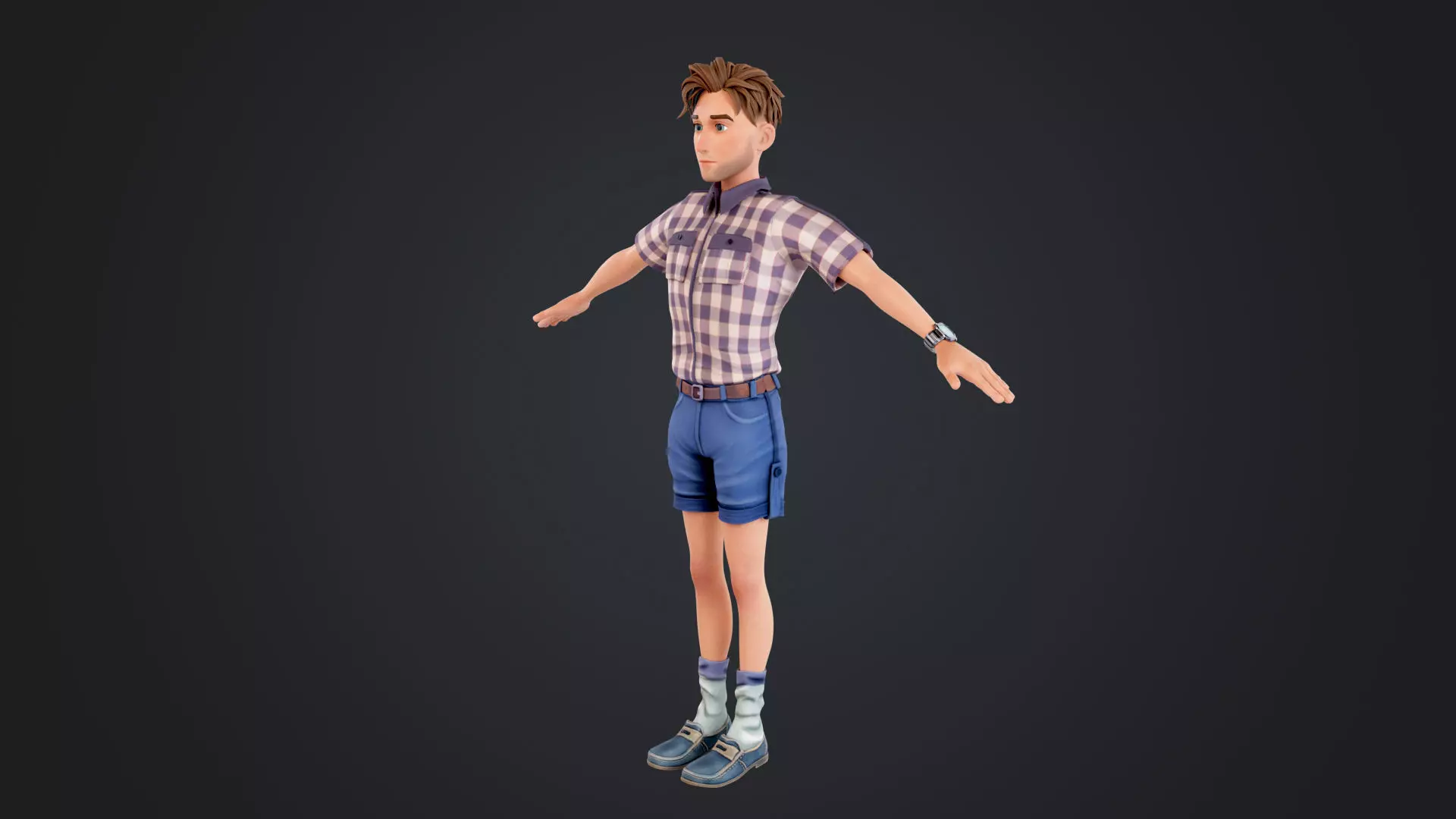 Cartoon Man Low-poly 3D model_4