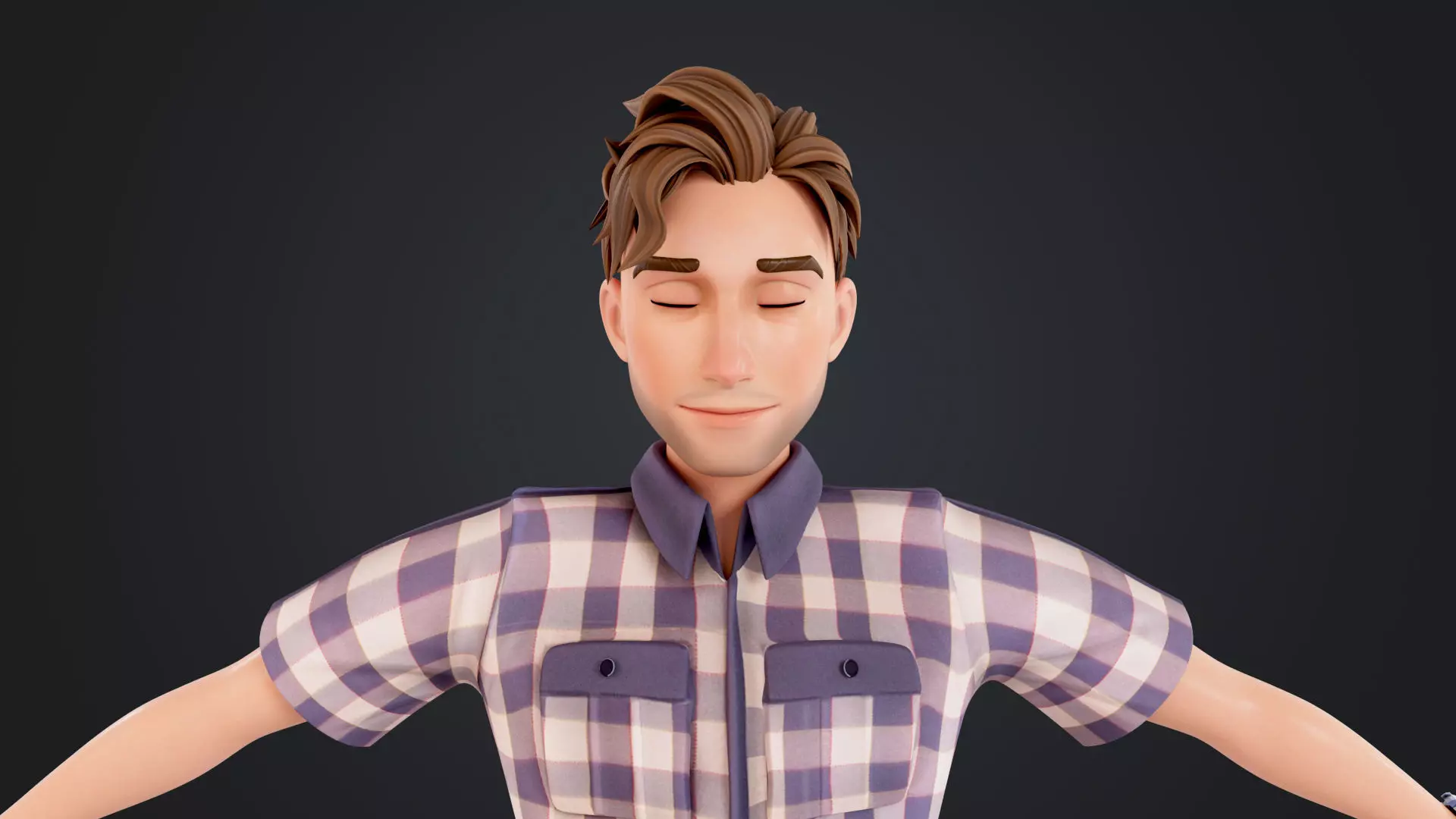 Cartoon Man Low-poly 3D model_17