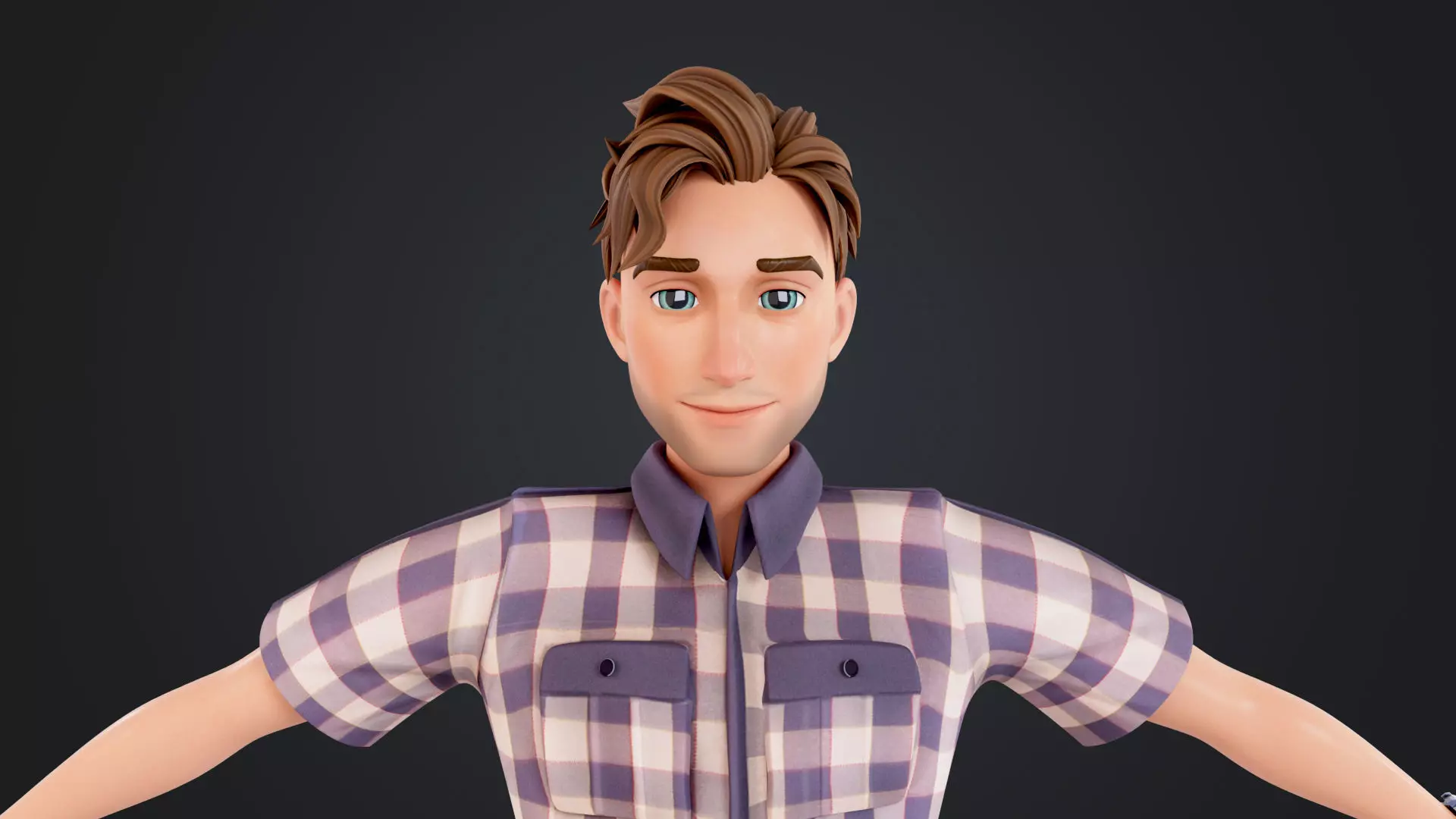 Cartoon Man Low-poly 3D model_13