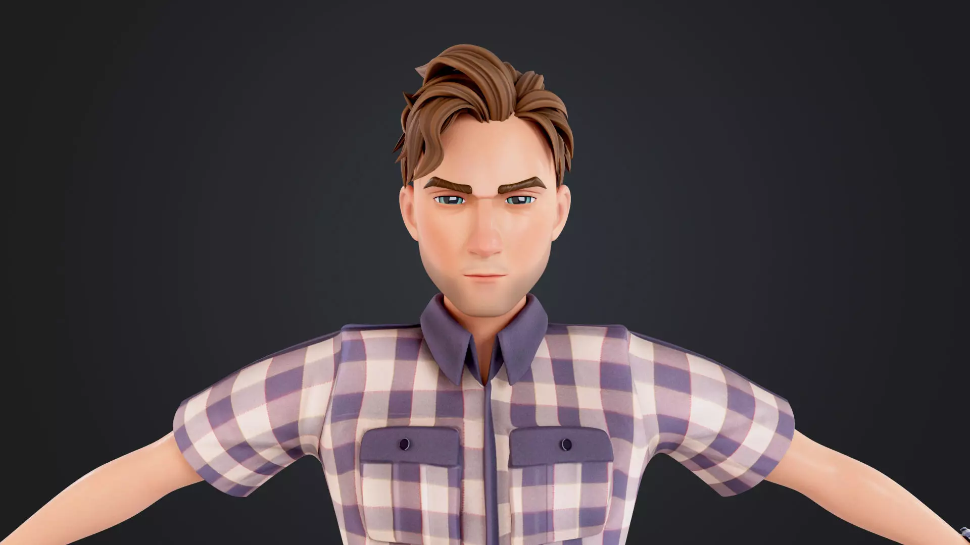 Cartoon Man Low-poly 3D model_14