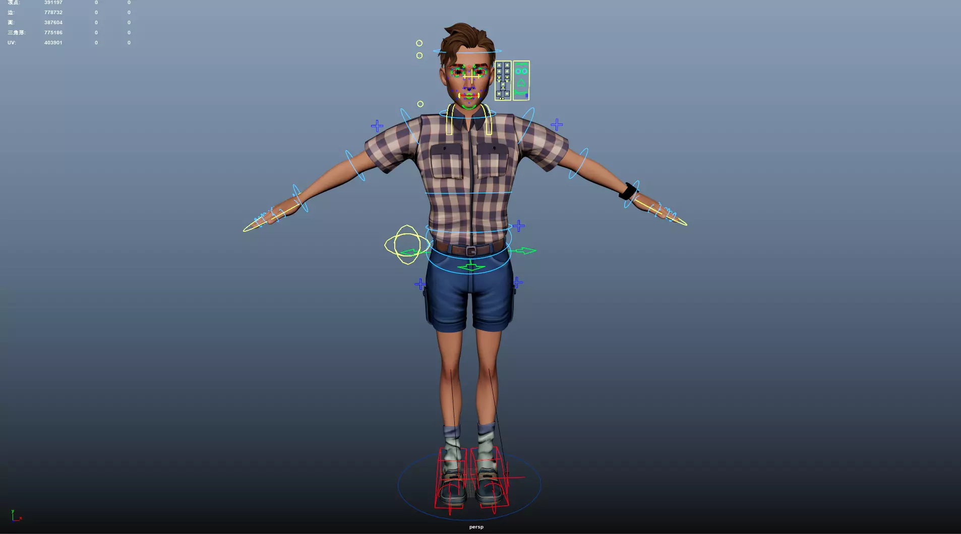 Cartoon Man Low-poly 3D model_20