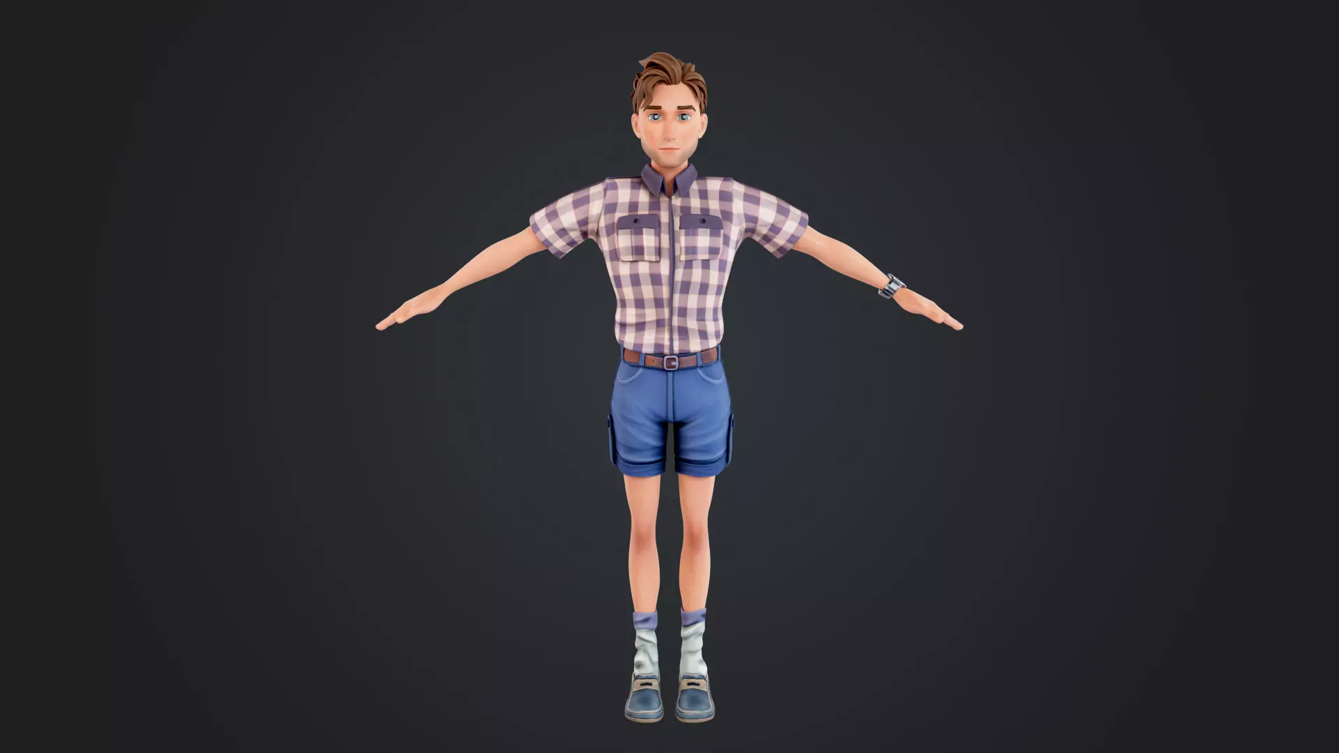 Cartoon Man Low-poly 3D model_3