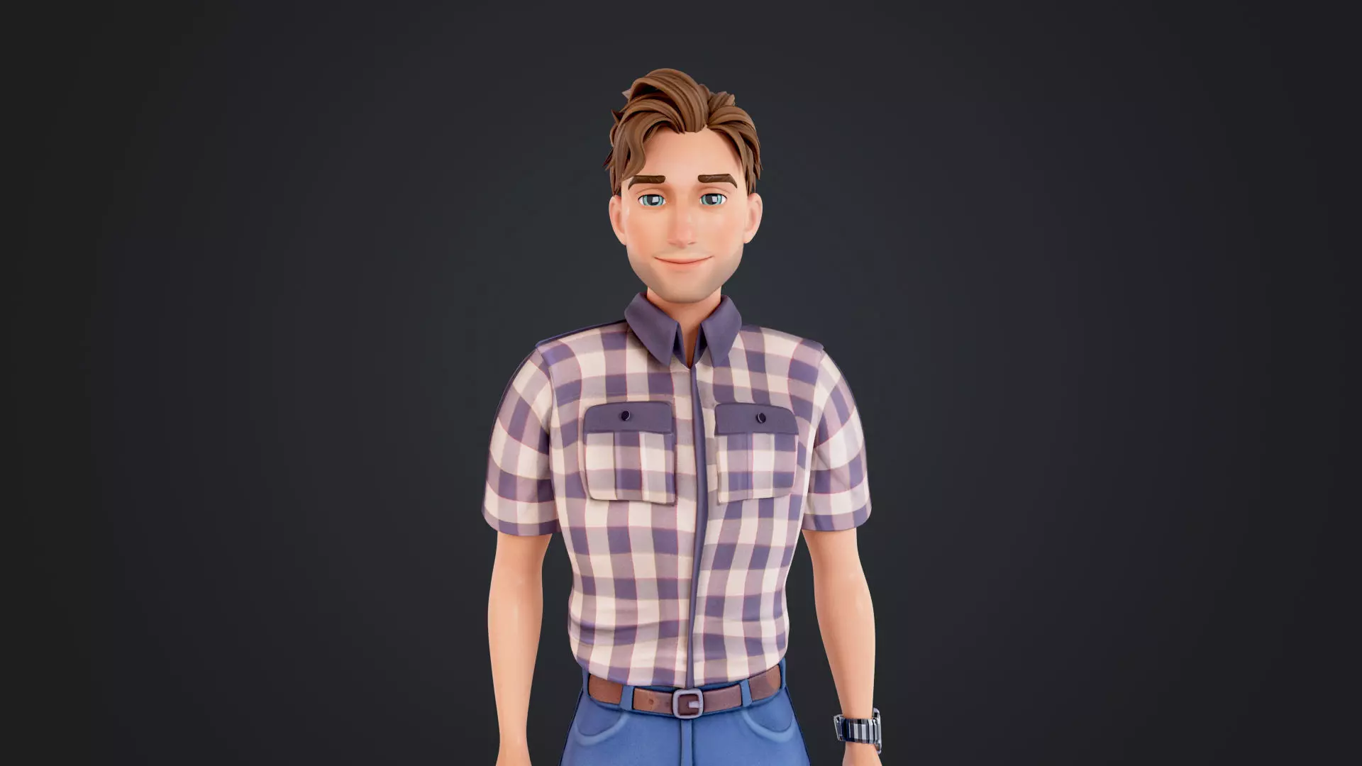Cartoon Man Low-poly 3D model_19