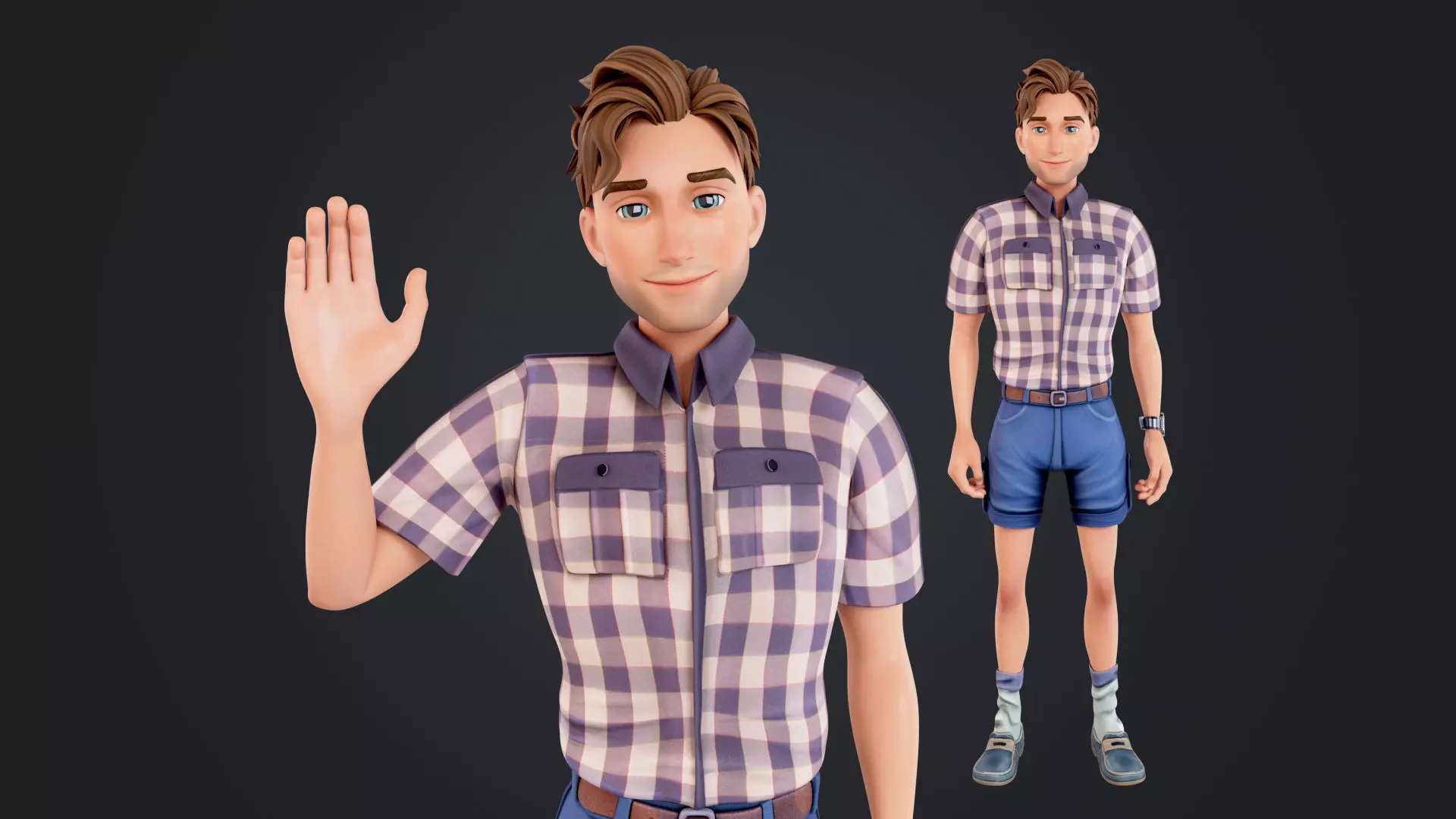 Cartoon Man Low-poly 3D model_0