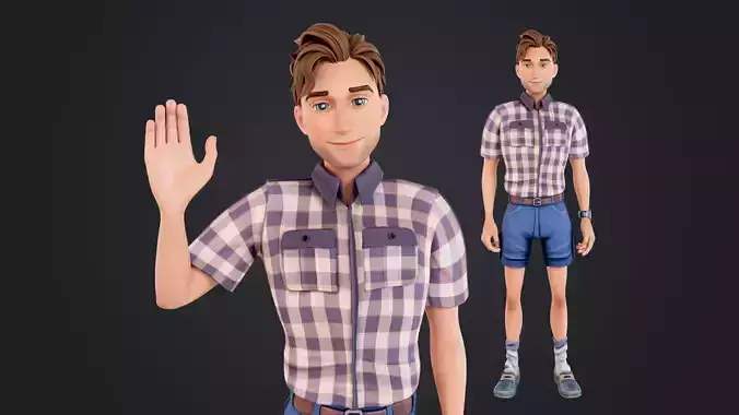 Cartoon Man Low-poly 3D model