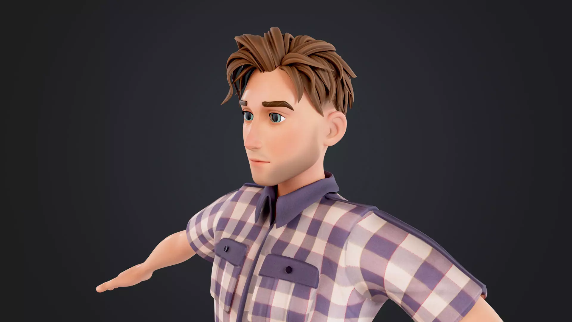 Cartoon Man Low-poly 3D model_9