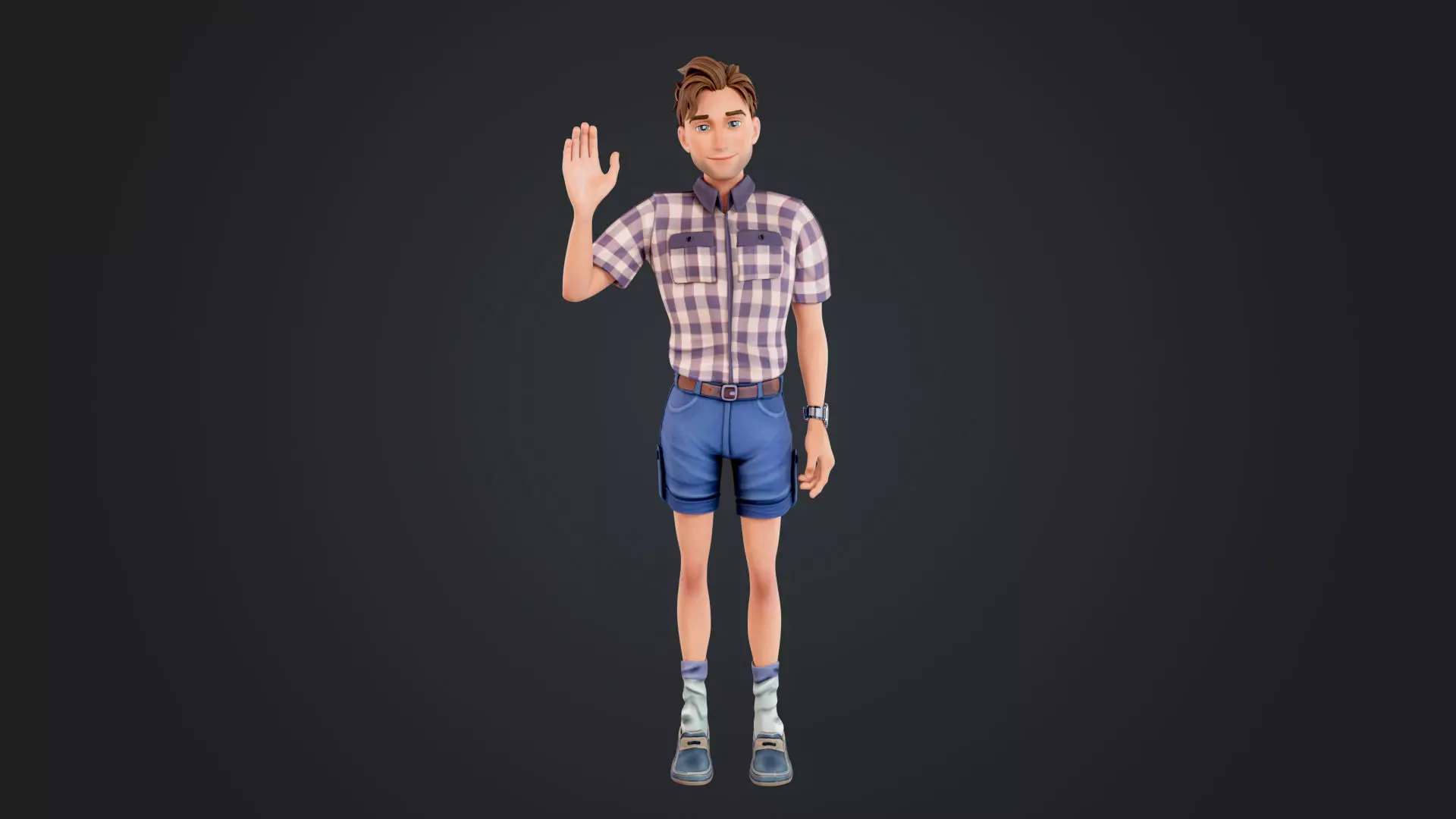 Cartoon Man Low-poly 3D model_2