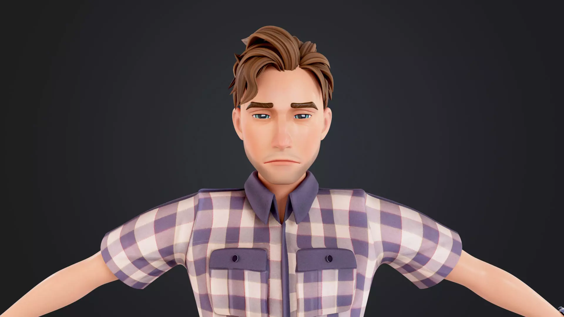 Cartoon Man Low-poly 3D model_15