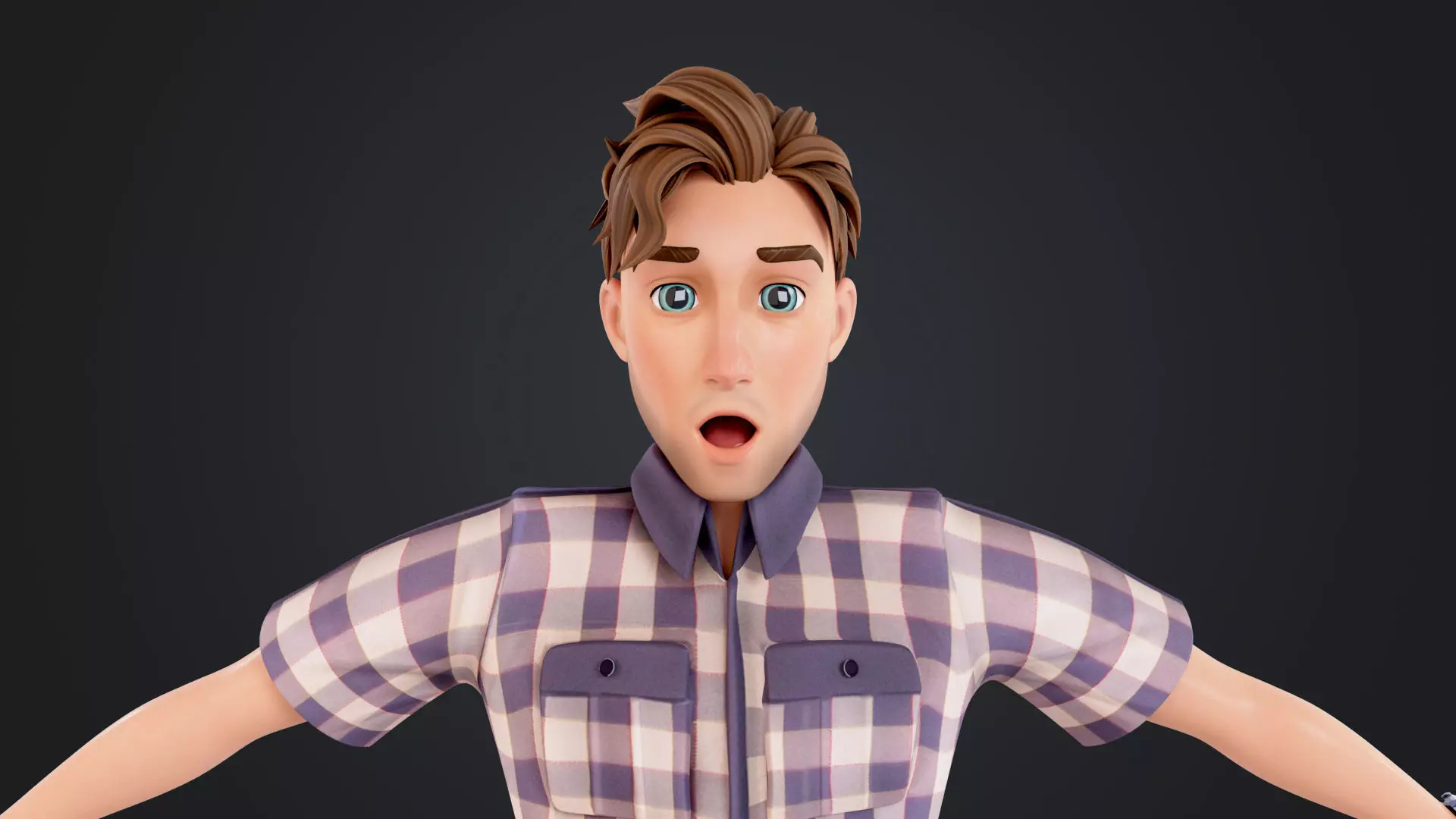 Cartoon Man Low-poly 3D model_16