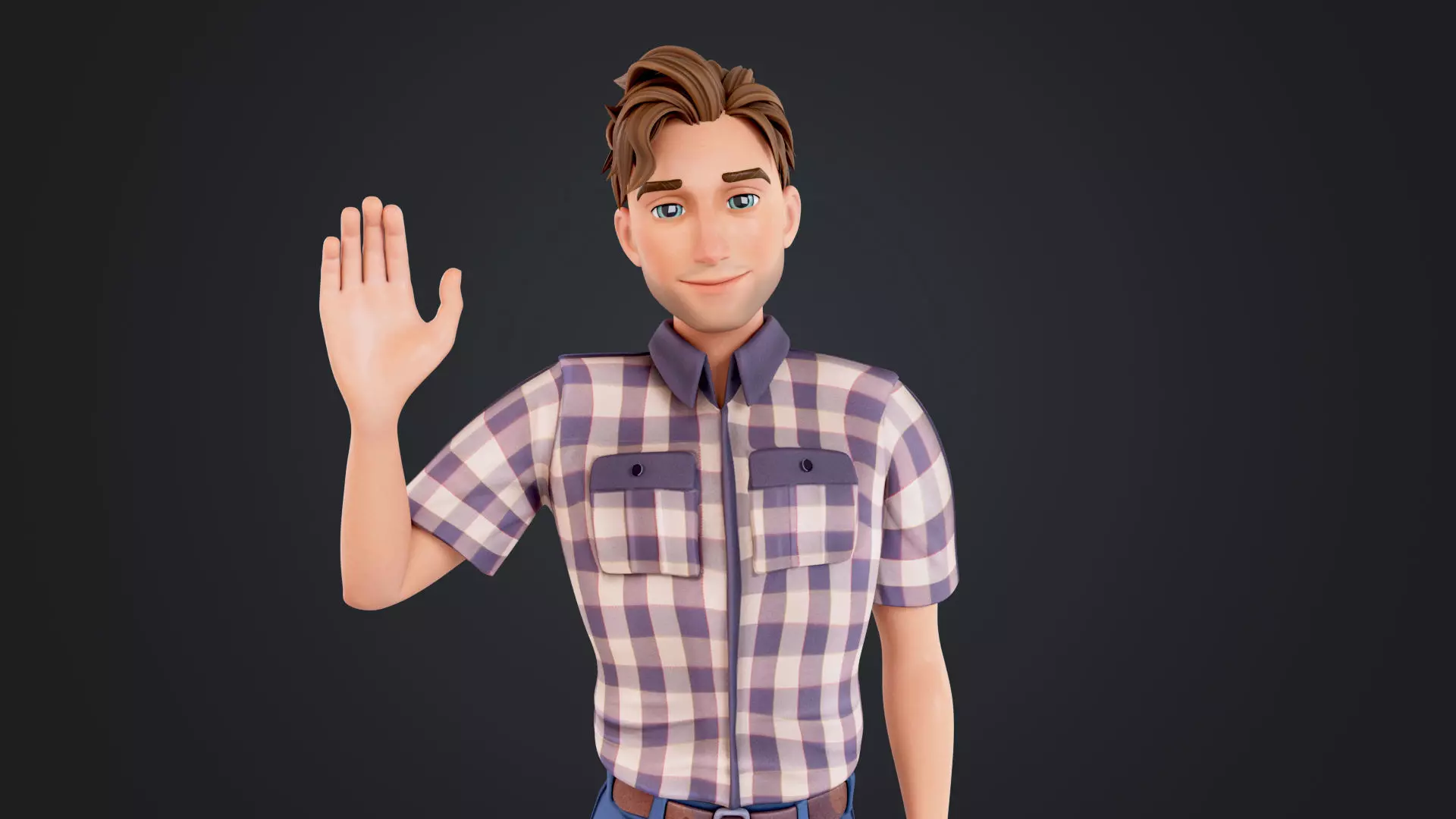 Cartoon Man Low-poly 3D model_18