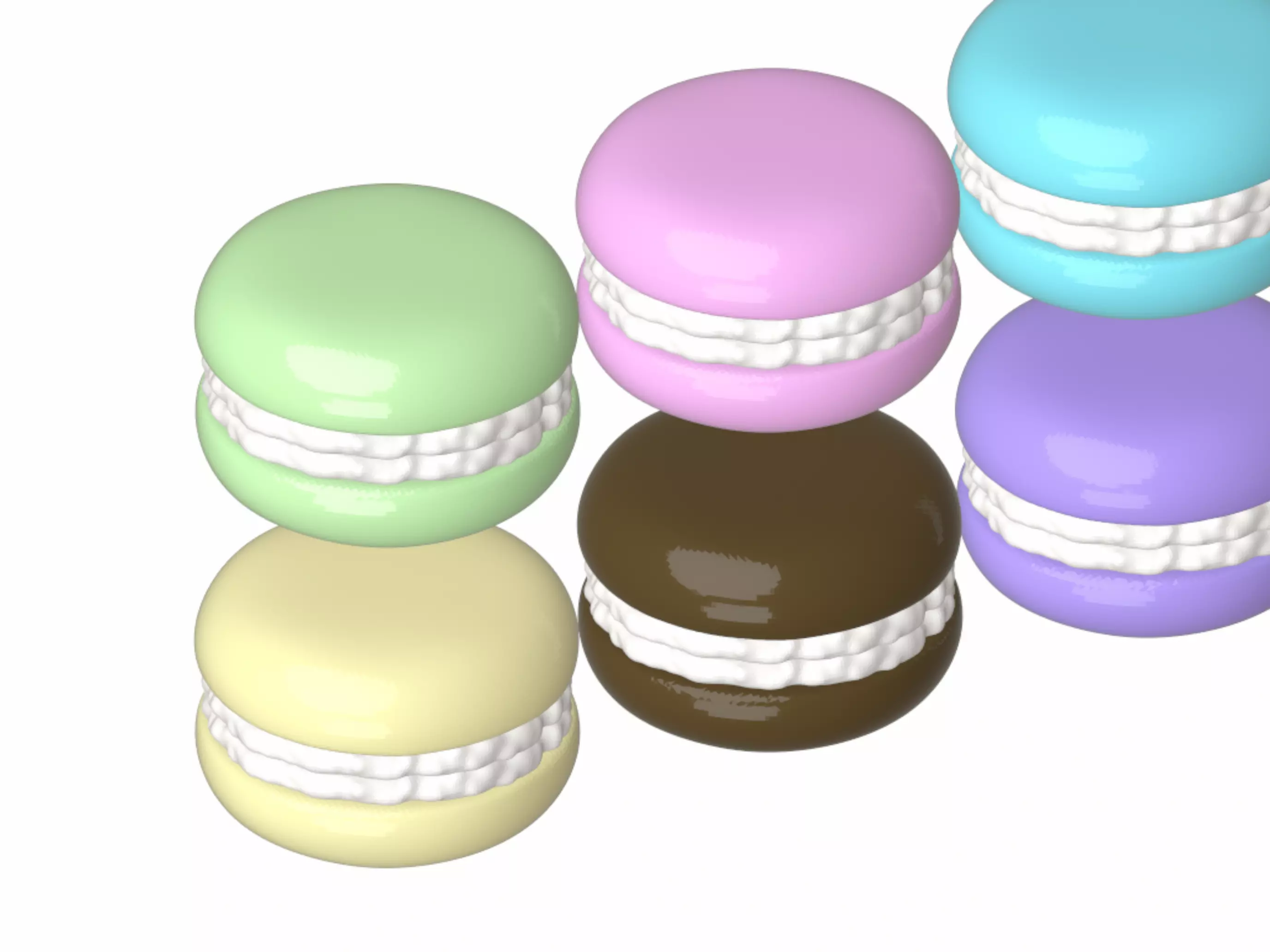 Macaron Stack Set 6 Variants 3D model_2