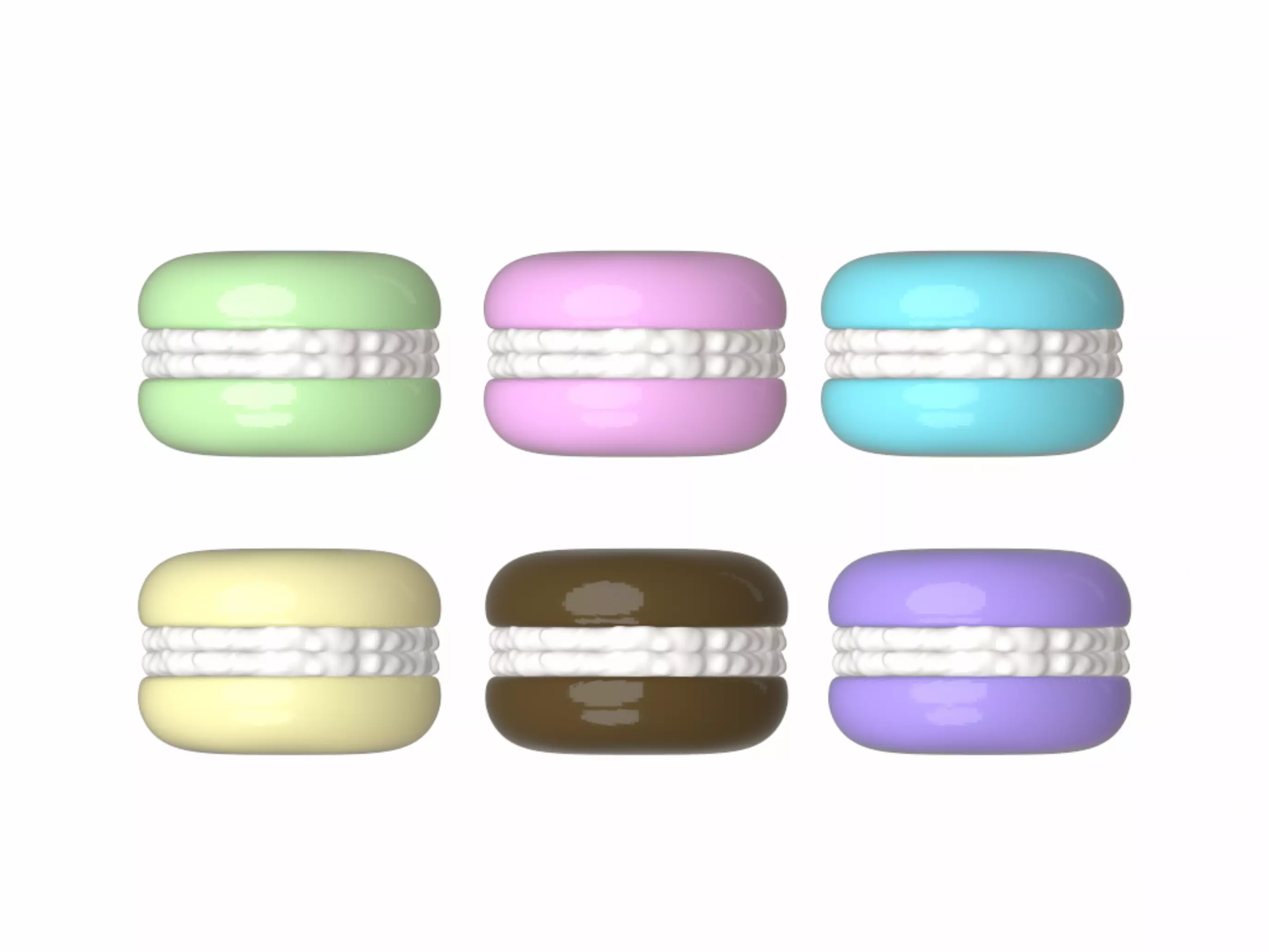 Macaron Stack Set 6 Variants 3D model_1