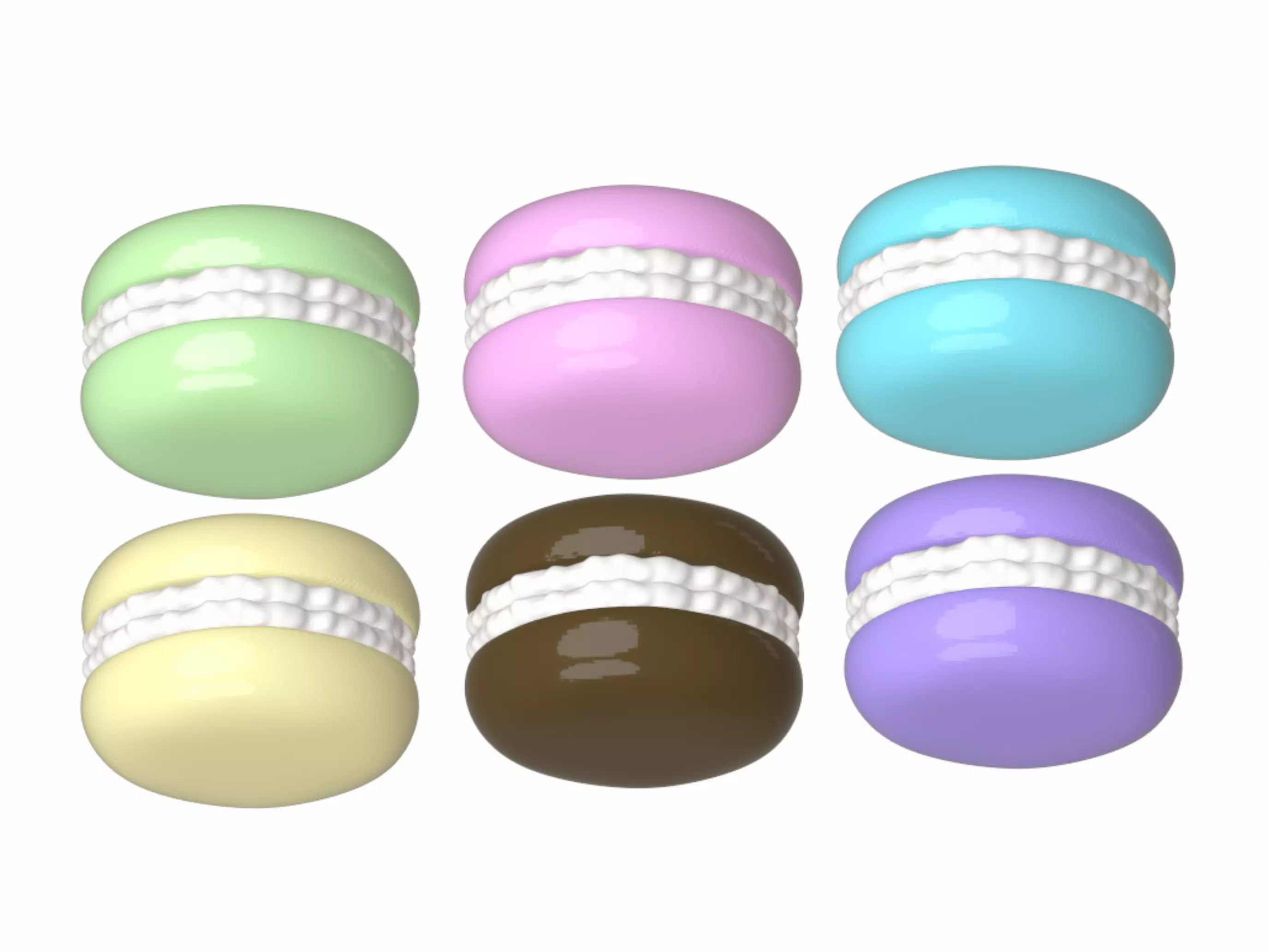 Macaron Stack Set 6 Variants 3D model_4