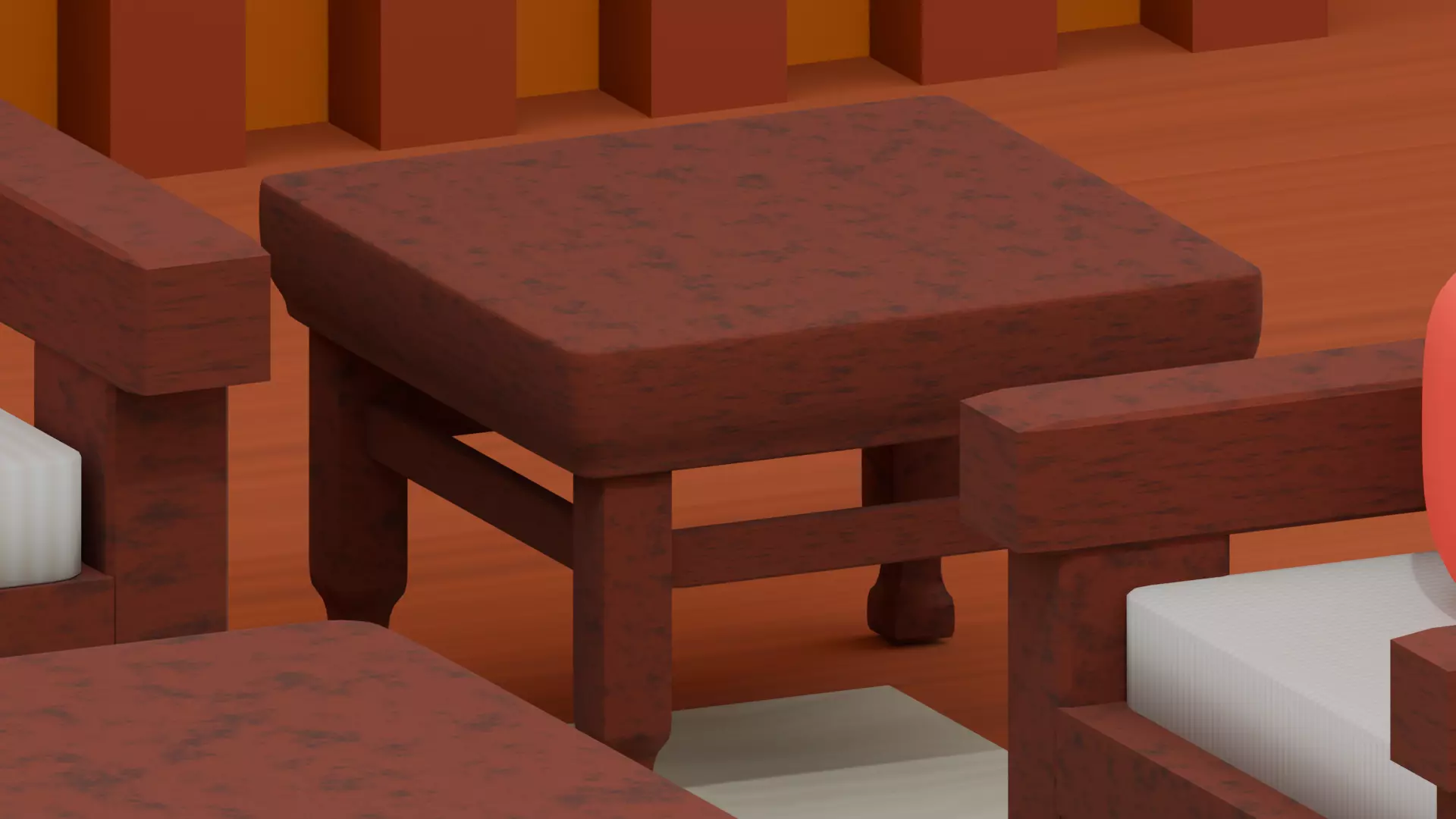 Modern Sofa and Table Set Chinese Style Low-poly 3D model_6