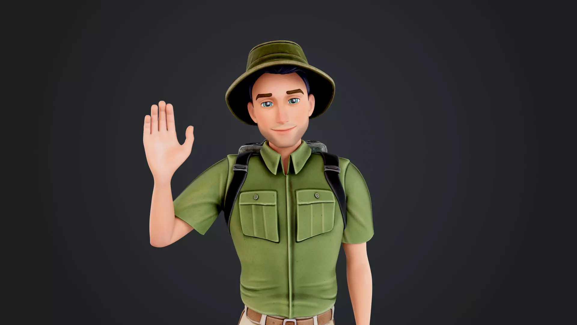 Explorer Cartoon Character Low-poly 3D model_18